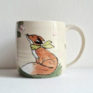 kubek ceramiczny ręcznie malowany z lisem nr 1