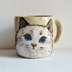 kubek ceramiczny ręcznie malowany z kotem nr1